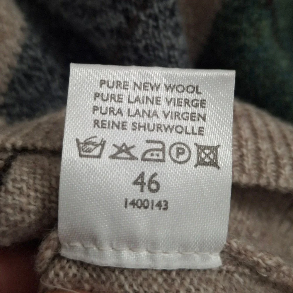 Quills Woollen Market Ireland Argyle Sweater Men's XL Beige Wool Crewneck